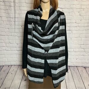 Panitti Striped Zip Detail Black Grey Sweater Cardigan Size M